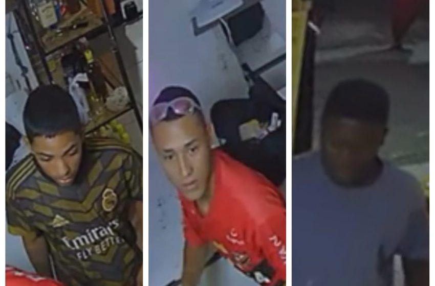  Câmera registra imagem de trio suspeito de assaltar comércio em FRG